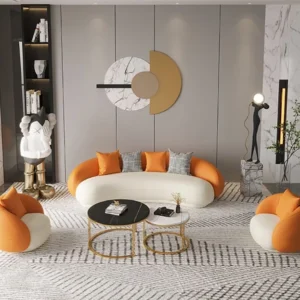 “Anat DuoLux Sofa Set – Modern Dual-Tone Curved Sofa”