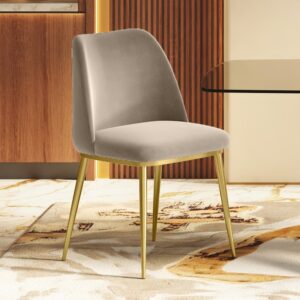 Anat Modern velvet accent chair with gold legs, perfect for dining or living room decor.