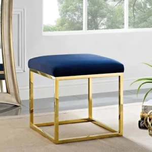Modern Azure Cube Ottoman by Anat Furniture – trendy blue ottoman for living rooms in India.